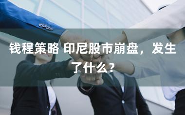 钱程策略 印尼股市崩盘，发生了什么？