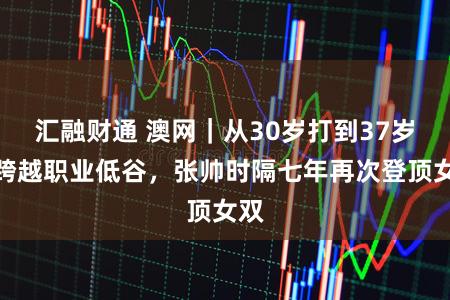 汇融财通 澳网｜从30岁打到37岁，跨越职业低谷，张帅时隔七年再次登顶女双