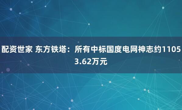 配资世家 东方铁塔：所有中标国度电网神志约11053.62万元
