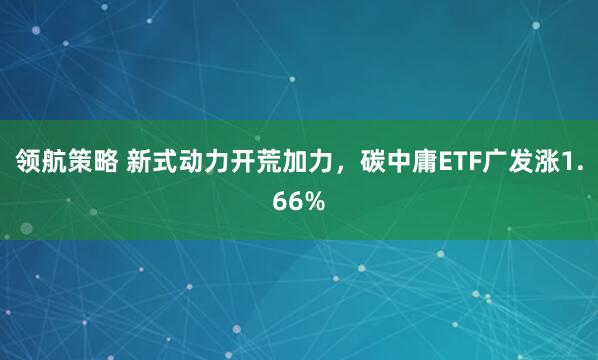 领航策略 新式动力开荒加力，碳中庸ETF广发涨1.66%