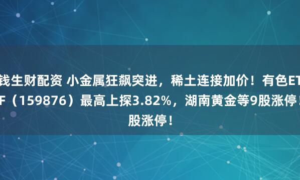 钱生财配资 小金属狂飙突进，稀土连接加价！有色ETF（159876）最高上探3.82%，湖南黄金等9股涨停！