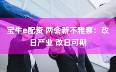 宝牛e配资 两会新不雅察：改日产业 改日可期