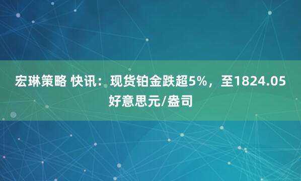 宏琳策略 快讯:现货铂金跌超5%,至1824.05好意思元/盎司